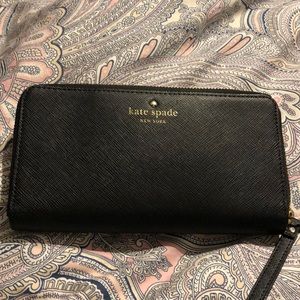Kate Spade black zip around wallet